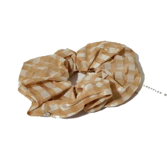 NWT Loeffler Randall mustard gingham scrunchie hair tie - Picture 9 of 9